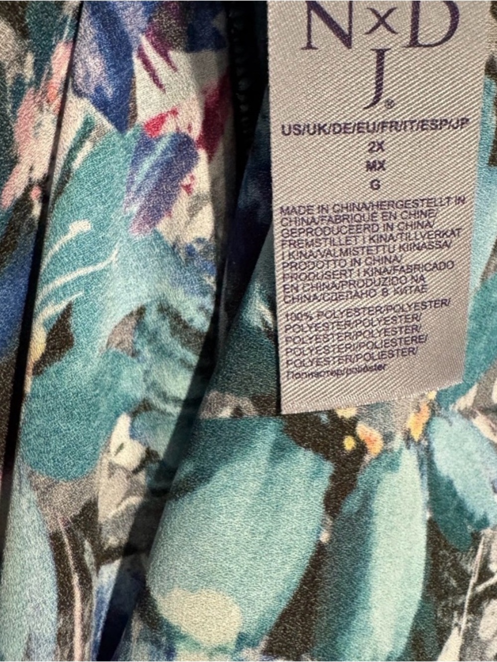 NYDJ Floral 3/4 Sleeves Pleated Back Top Size 2X Multicolor - Picture 11 of 11